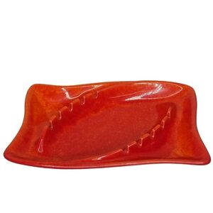 Vintage Maddux of California #7114 Retro Ceramic‎ Ashtray Orange Red